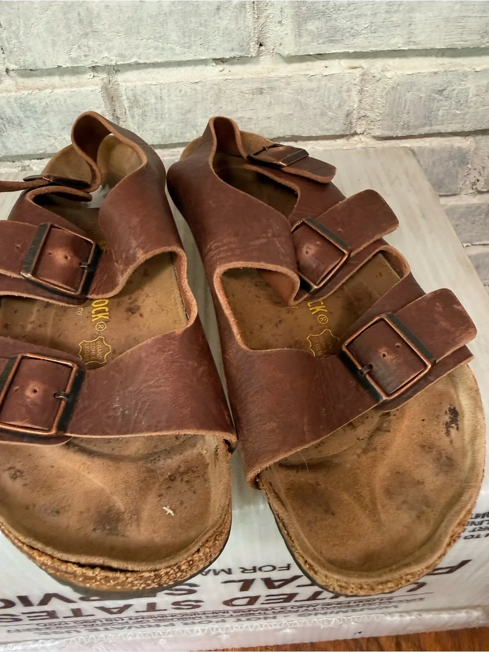 Birkenstock Brown Leather Double Buckle Kids Sandals